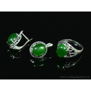 Кольцо и серьги с кварцем (имитация хризопраза)
