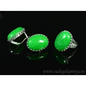 Кольцо и серьги с кварцем (имитация хризопраза)