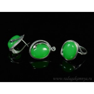 Кольцо и серьги с кварцем (имитация хризопраза)