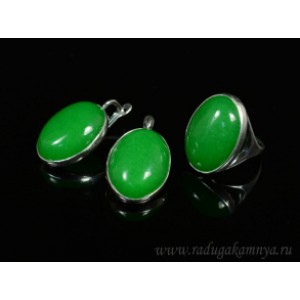 Кольцо и серьги с кварцем (имитация хризопраза)