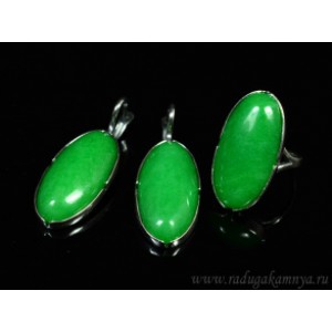 Кольцо и серьги с кварцем (имитация хризопраза)