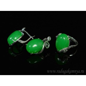 Кольцо и серьги с кварцем (имитация хризопраза)