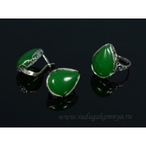 Кольцо и серьги с кварцем (имитация хризопраза)