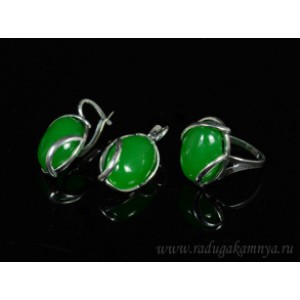 Кольцо и серьги с кварцем (имитация хризопраза)