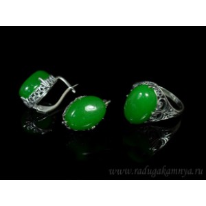 Кольцо и серьги с кварцем (имитация хризопраза)