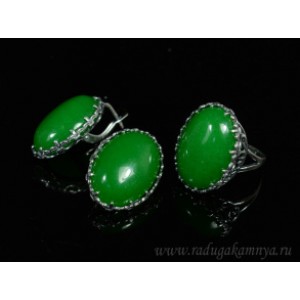 Кольцо и серьги с кварцем (имитация хризопраза)