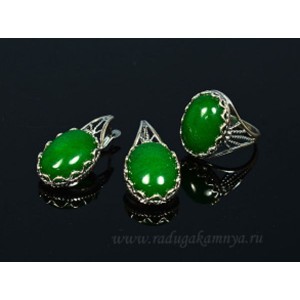 Кольцо и серьги с кварцем (имитация хризопраза)