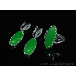 Кольцо и серьги с кварцем (имитация хризопраза)