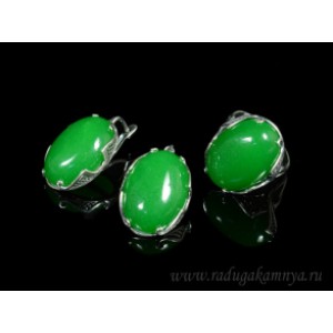 Кольцо и серьги с кварцем (имитация хризопраза)