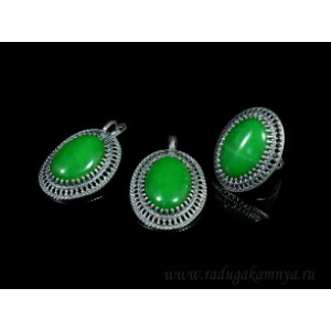 Кольцо и серьги с кварцем (имитация хризопраза)