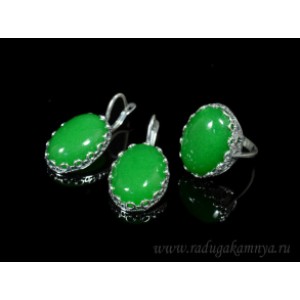 Кольцо и серьги с кварцем (имитация хризопраза)