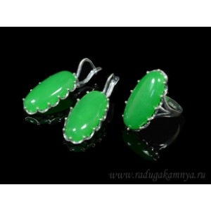 Кольцо и серьги с кварцем (имитация хризопраза)