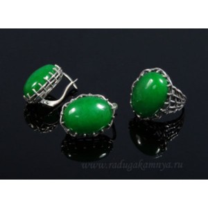 Кольцо и серьги с кварцем (имитация хризопраза)