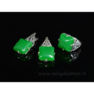 Кольцо и серьги с кварцем (имитация хризопраза)