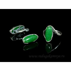 Кольцо и серьги с кварцем (имитация хризопраза)
