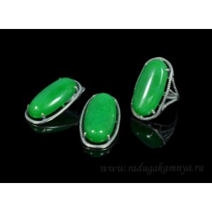 Кольцо и серьги с кварцем (имитация хризопраза)