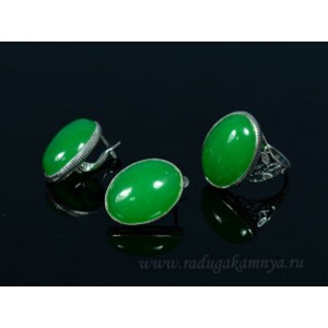 Кольцо и серьги с кварцем (имитация хризопраза)