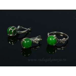 Кольцо и серьги с кварцем (имитация хризопраза)