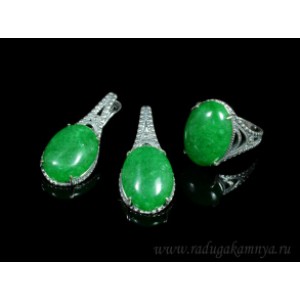 Кольцо и серьги с кварцем (имитация хризопраза) . Кольцо и серьги с кварцем (имитация хризопраза) .