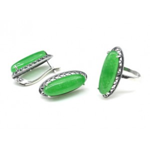 Кольцо и серьги с кварцем (имитация хризопраза)