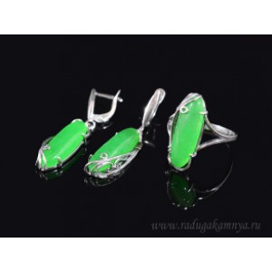 Кольцо и серьги с кварцем (имитация хризопраза)