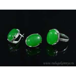 Кольцо и серьги с кварцем (имитация хризопраза)