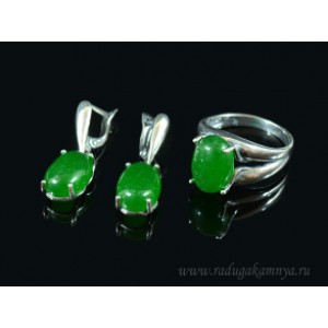 Кольцо и серьги с кварцем (имитация хризопраза)
