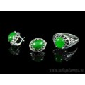Кольцо и серьги с кварцем (имитация хризопраза)
