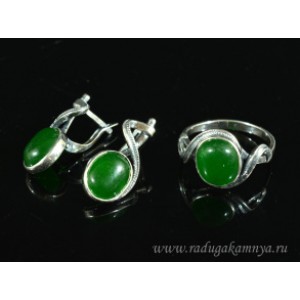 Кольцо и серьги с кварцем (имитация хризопраза)
