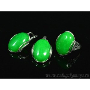 Кольцо и серьги с кварцем (имитация хризопраза)