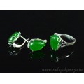 Кольцо и серьги с кварцем (имитация хризопраза)
