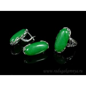 Кольцо и серьги с кварцем (имитация хризопраза)