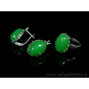 Кольцо и серьги с кварцем (имитация хризопраза)