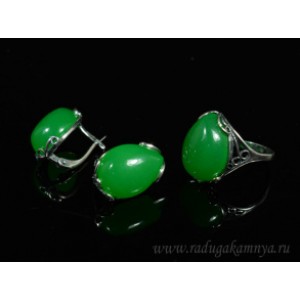 Кольцо и серьги с кварцем (имитация хризопраза)