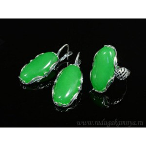 Кольцо и серьги с кварцем (имитация хризопраза)