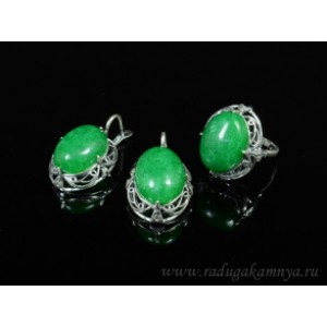 Кольцо и серьги с кварцем (имитация хризопраза)