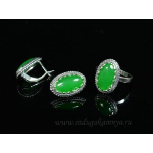 Кольцо и серьги с кварцем (имитация хризопраза)
