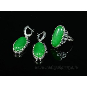 Кольцо и серьги с кварцем (имитация хризопраза)