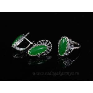 Кольцо и серьги с кварцем (имитация хризопраза)