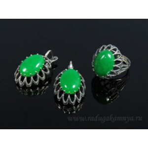 Кольцо и серьги с кварцем (имитация хризопраза)