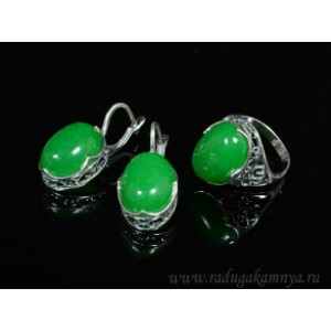 Кольцо и серьги с кварцем (имитация хризопраза)