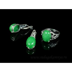 Кольцо и серьги с кварцем (имитация хризопраза)