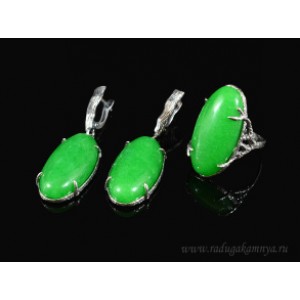 Кольцо и серьги с кварцем (имитация хризопраза)