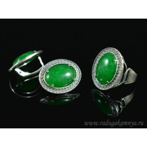 Кольцо и серьги с кварцем (имитация хризопраза)