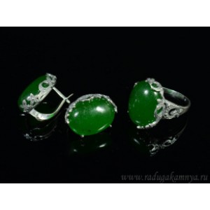 Кольцо и серьги с кварцем (имитация хризопраза)