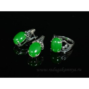 Кольцо и серьги с кварцем (имитация хризопраза)