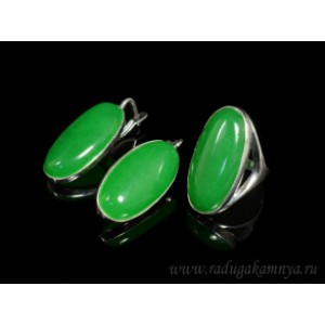 Кольцо и серьги с кварцем (имитация хризопраза)