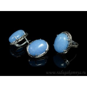 Кольцо и серьги с кварцем голубым Кольцо и серьги с кварцем голубым