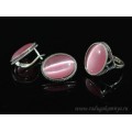 Кольцо и серьги с кошачьим глазом, цвет розовый