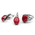 Кольцо и серьги с кварцем (имитация рубина)